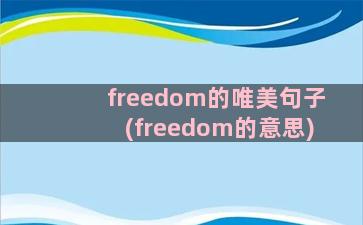 freedom的唯美句子(freedom的意思)