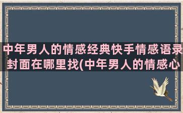 中年男人的情感经典快手情感语录封面在哪里找(中年男人的情感心理)