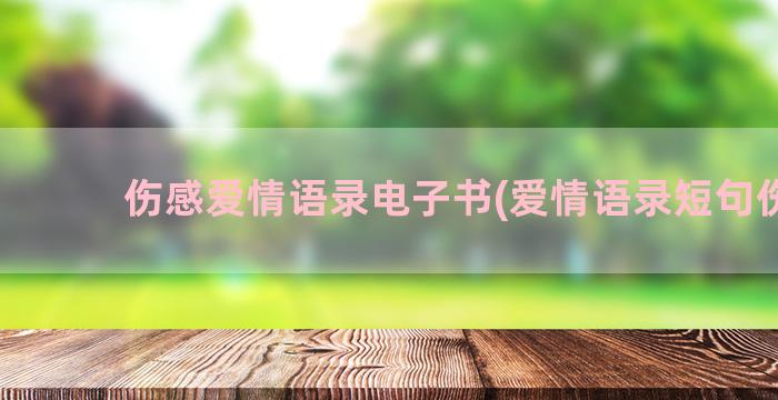 伤感爱情语录电子书(爱情语录短句伤感)