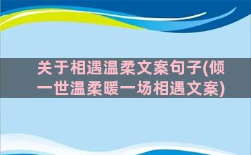 关于相遇温柔文案句子(倾一世温柔暖一场相遇文案)