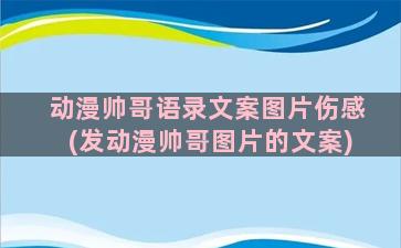 动漫帅哥语录文案图片伤感(发动漫帅哥图片的文案)