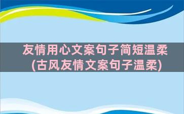 友情用心文案句子简短温柔(古风友情文案句子温柔)