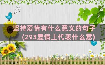 坚持爱情有什么意义的句子(293爱情上代表什么意)