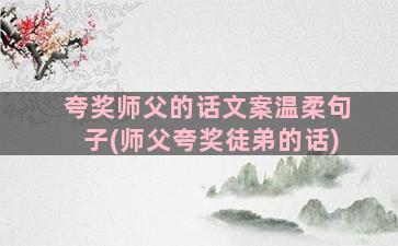 夸奖师父的话文案温柔句子(师父夸奖徒弟的话)