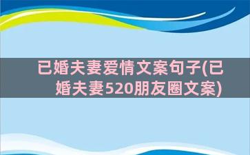 已婚夫妻爱情文案句子(已婚夫妻520朋友圈文案)