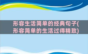 形容生活简单的经典句子(形容简单的生活过得精致)