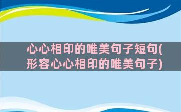 心心相印的唯美句子短句(形容心心相印的唯美句子)