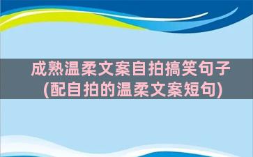 成熟温柔文案自拍搞笑句子(配自拍的温柔文案短句)