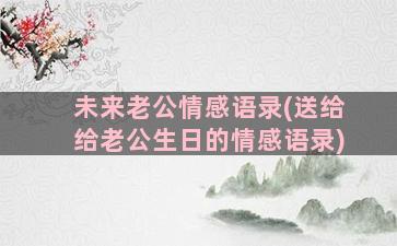 未来老公情感语录(送给给老公生日的情感语录)