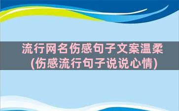 流行网名伤感句子文案温柔(伤感流行句子说说心情)