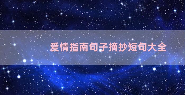 爱情指南句子摘抄短句大全