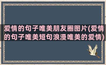 爱情的句子唯美朋友圈图片(爱情的句子唯美短句浪漫唯美的爱情)