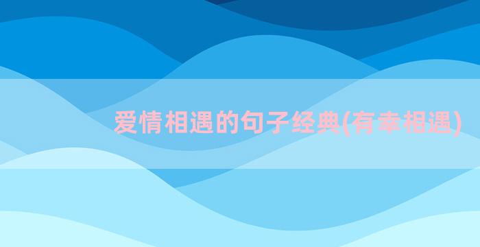 爱情相遇的句子经典(有幸相遇)