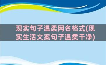 现实句子温柔网名格式(现实生活文案句子温柔干净)