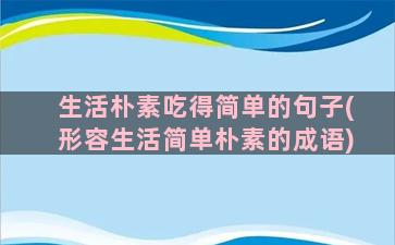 生活朴素吃得简单的句子(形容生活简单朴素的成语)