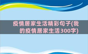 疫情居家生活精彩句子(我的疫情居家生活300字)