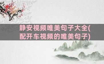 静安视频唯美句子大全(配开车视频的唯美句子)